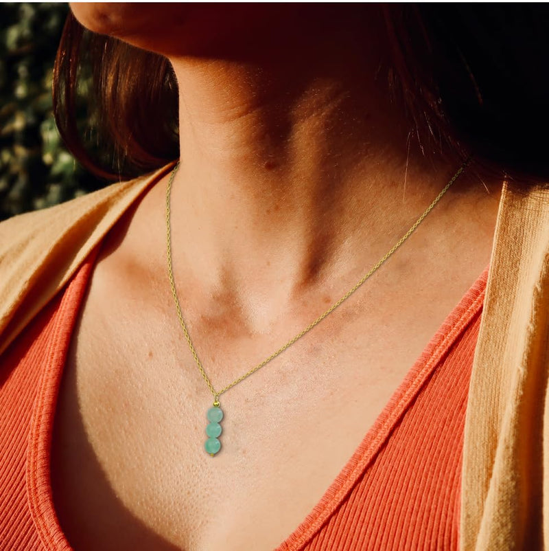 [Australia] - SmileBelle Crystal Necklace, Jade Necklace for Women as Birthday Gifts 14k Gold Black Tourmaline Lockets as Birthstone Jewelry for Girls Dainty Crystal Jewelry as Anniversary Gifts Green Jade 
