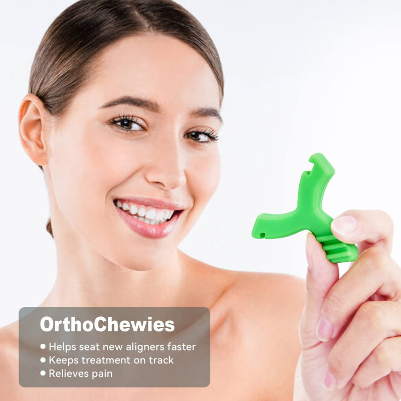 [Australia] - Chewies for Invisalign Aligner, DLENP 4 PCS Y-Shaped Chewies for Aligner Trays Seater Orthodontic Munchies for Invisalign (Unflavored,Strawberry, Mint, Grape) White, green, purple, pink 