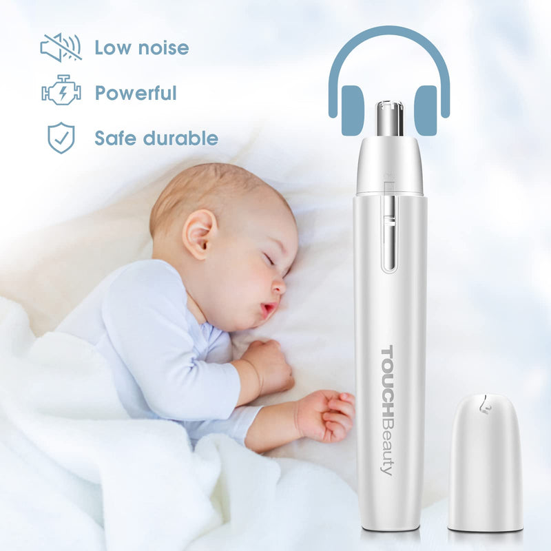 [Australia] - TOUCHBeauty Portable Ear Nose Hair Trimmer for Women, Nose Hair Trimmer Women, Nose Hair Trimmer, Ear and Nose Hair Trimmer for Men and Women, Battery Operated, Easy Cleaning Silver1 