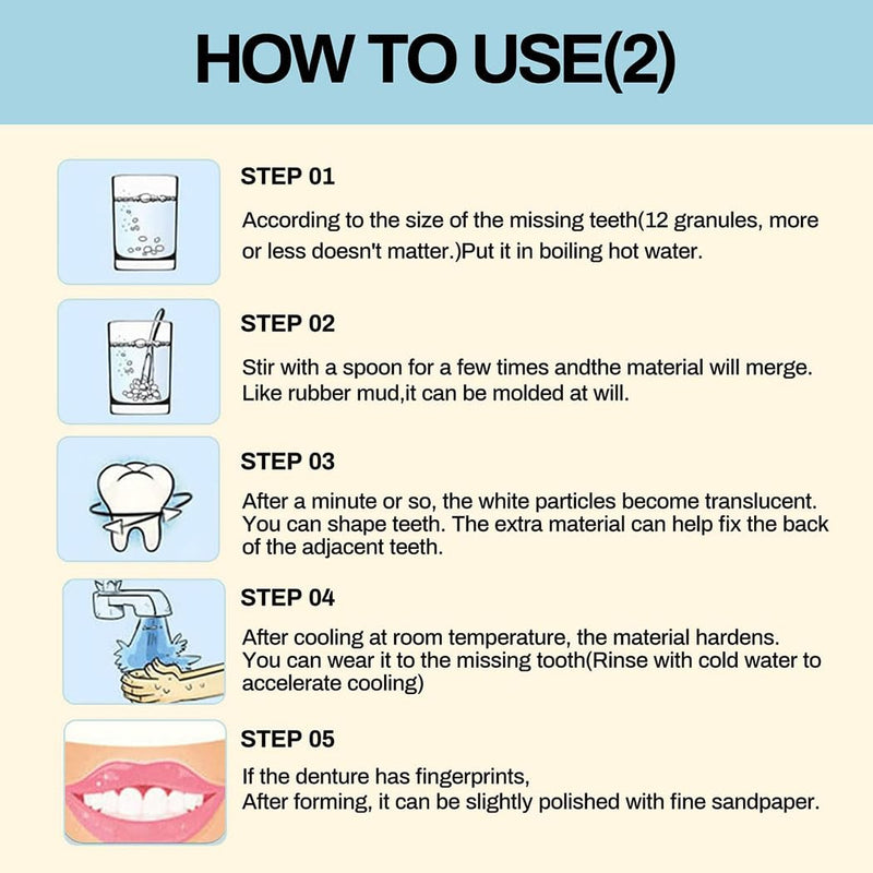 [Australia] - Tooth Repair Kit，Temporary Natural Shade for Filling The Gap, Moldable Thermal Beads Replacement Kit Replace The Missing or Broken Tooth-6PCS 