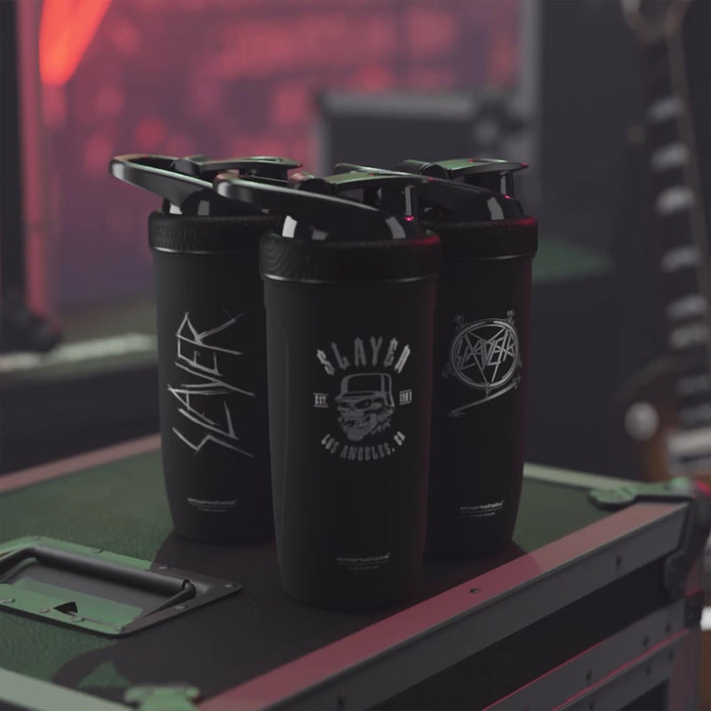 [Australia] - Smartshake Rockband Reforce Stainless Steel Protein Shaker Bottle 900 ml | 30 oz - Leakproof Screw-on Lid - BPA Free - Unisex - Slayer, Scratchy Logo 