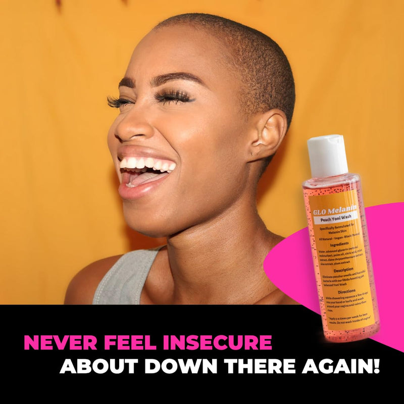 [Australia] - GLO Melanin Peach Yoni Wash with Aloe Vera, All Natural Feminine Wash for Women pH Balance, Hygiene Vagina Wash Soap for Women Sensitive Skin Safe 