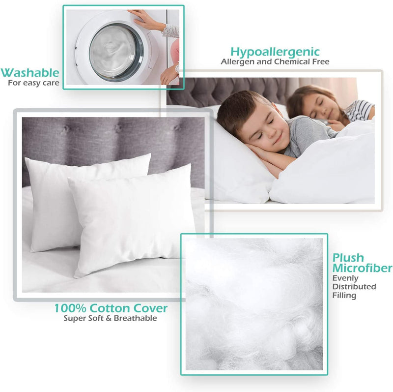 [Australia] - Nestl Toddler Pillow - Pack of 2 Baby Pillows - Organic Cotton Kids Pillow for Sleeping - Soft Kids Travel Pillow - Perfect Toddler Bed Pillow - 13 x 18 Inches,White 