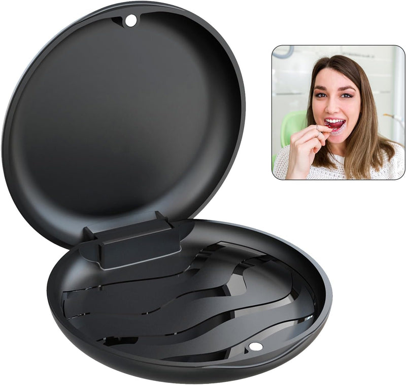 [Australia] - Braces box, denture container, portable tooth splint box, tooth rescue box, denture box, denture box, for storing braces and dentures for adults and children (black) 