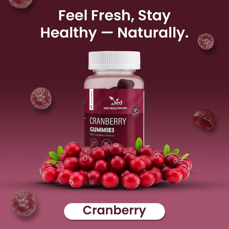 VED Cranberry Supplements for Women – 60 Vegan Cranberry Gummies with High-Strength Cranberry Extract, Natural Flavor – Urinary Tract & Bladder Health Support – 1 Month Supply.