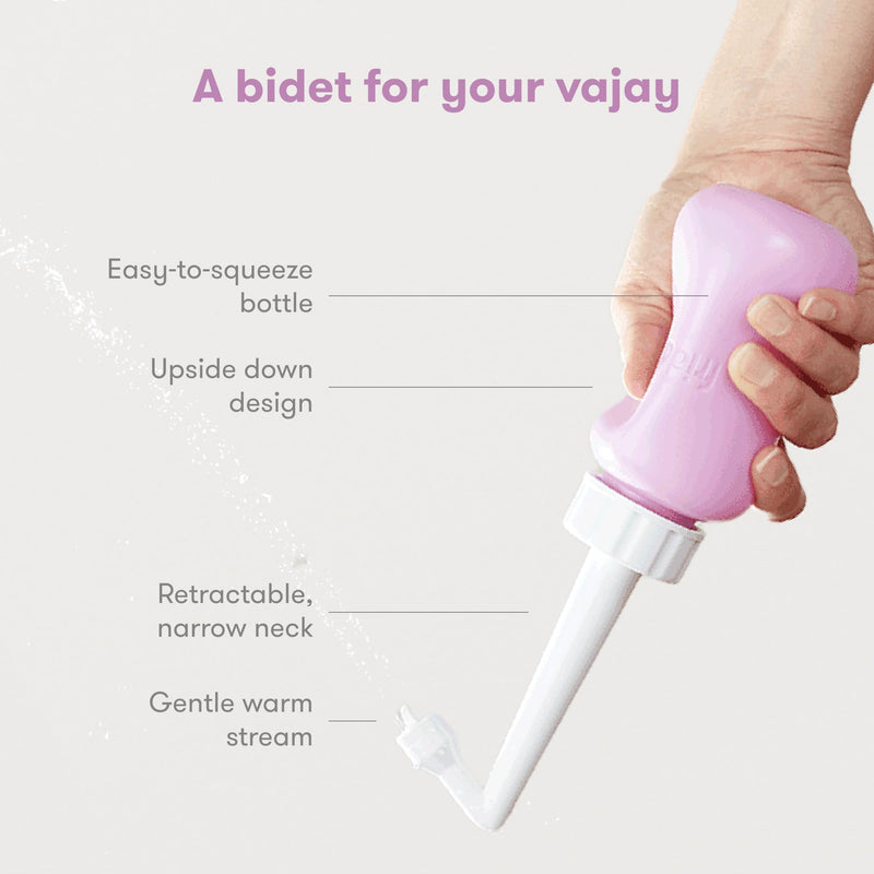 Frida Mom Upside Down Peri Bottle for Postpartum Care, Portable Bidet Perineal Cleansing and Recovery for New Mom, The Original Fridababy MomWasher Pink