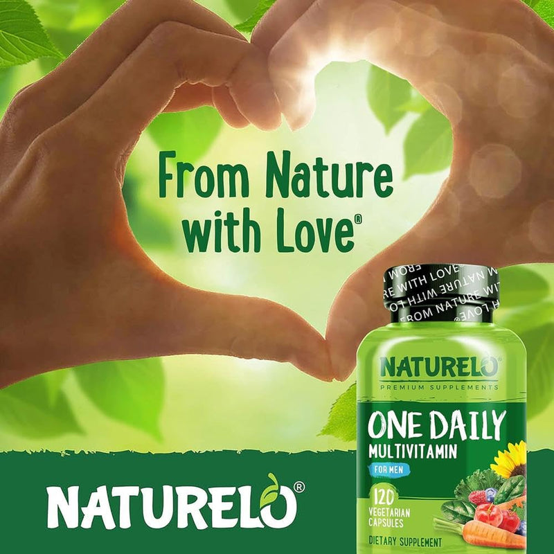 NATURELO Men’s Multivitamin Easy One a Day | 120 Vegan Capsules (4 Month Supply) | 29 Essential Vitamins, Minerals & Fruit & Veg Extracts, for Men’s Health, Energy and Performance 120 count (Pack of 1)
