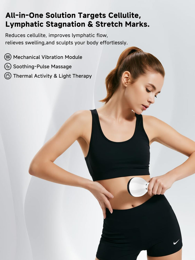 [Australia] - Lymphatic Drainage Massager & Anti Cellulite Massage Tool, Helps Reduce Stretch Marks & Cellulite, for Legs, Arms & Belly, Body Sculpting Machine with Microcurrent & Red-Light & Heat & Vibration 