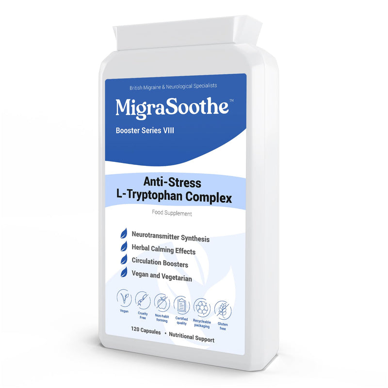 L-Tryptophan Complex Booster Series VIII – Anti-Stress Formula for Migraine Calm and Relaxation – 120 Vegan Capsules (120)