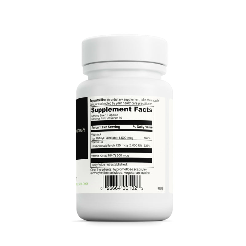 DAVINCI Labs ADK - Helps Support Bone, Heart & Immune Health - Dietary Supplement with Vitamins A, D3 & K2 (as MK-7) - Vegetarian, Gluten Free & Soy Free - 60 Capsules