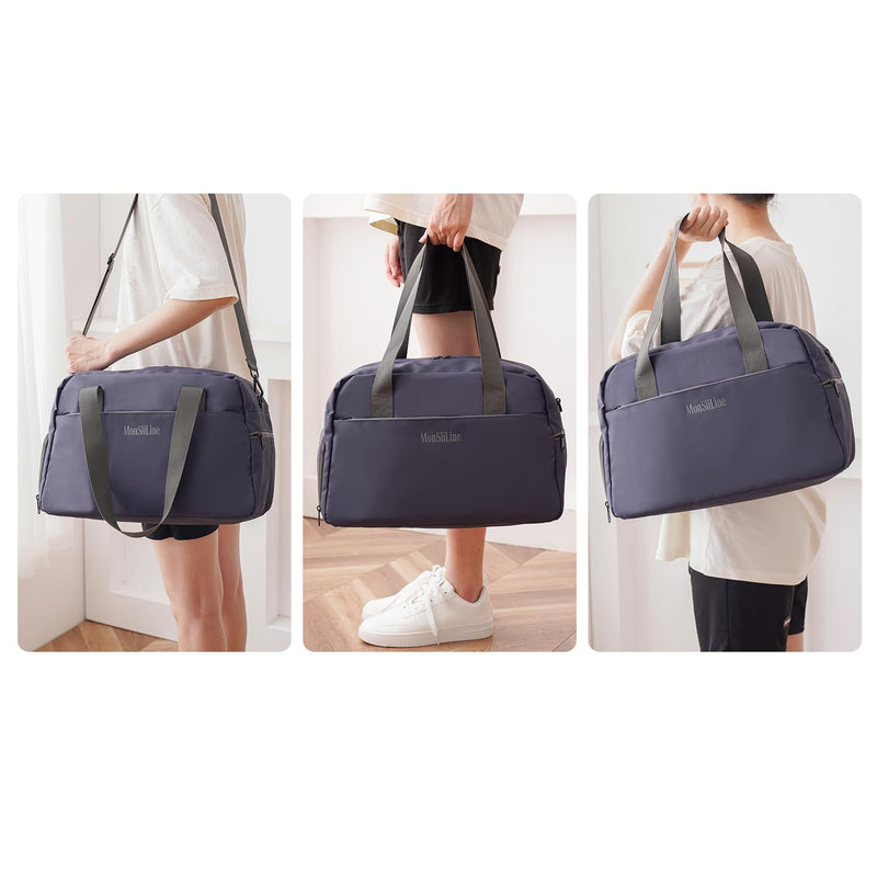 Gym Bag for Women Men with Shoe Compartment, Waterproof Small Duffle Bag for Travel, Sports, Weekend Lightweight Carry On Tote Bag (Blue) Blue