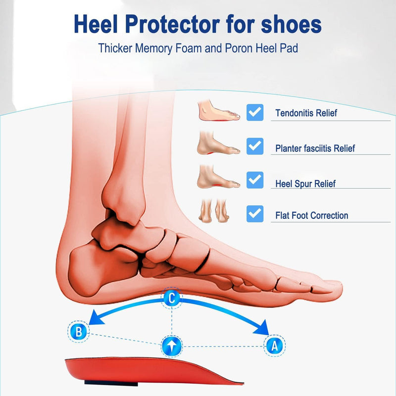 [Australia] - 3/4 High Support Arch Orthopedic Insoles Heel Poron Shock Absorbing Insole, Relief Plantar Fasciitis, Flat Feet, Metatarsal Pain, Heel Pain Men Women EU 39-46 Red Pu+yellow Fabric 