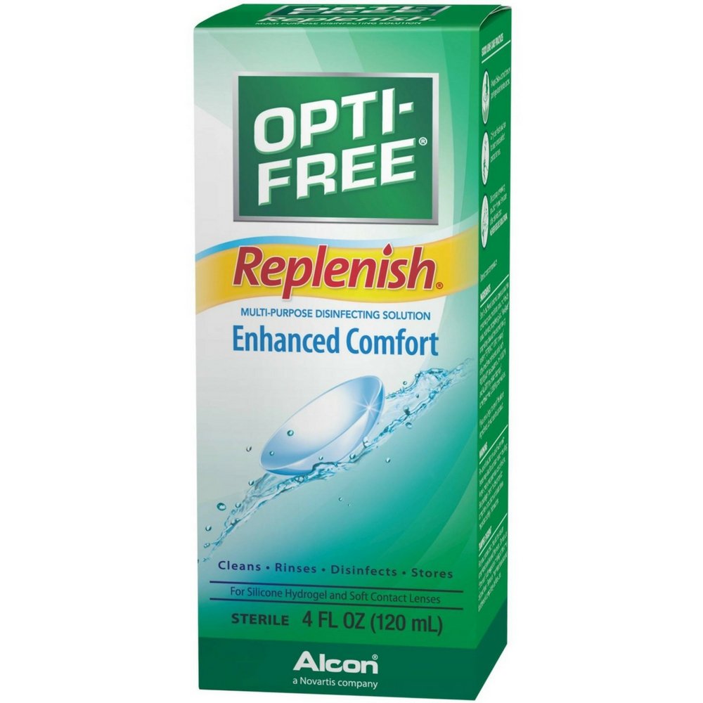 Opti-Free Replenish (New) Size 4z Opti-Free Replenish Solution for Silicon Hydrogil and Soft Contact Lenses 4 Fl Oz (Pack of 1)