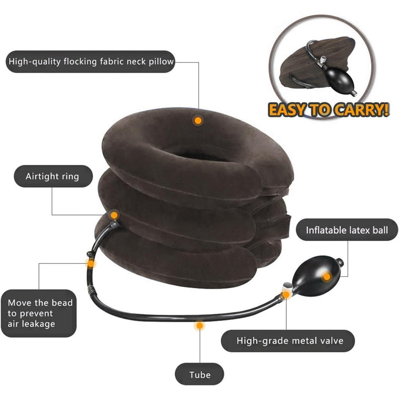 [Australia] - S Cervical Neck Traction Device for Instant Neck Pain Relief - Inflatable & Adjustable Neck Stretcher Neck Support Brace, Neck Traction Pillow for Home Use Neck Decompression (Classic Gray) 
