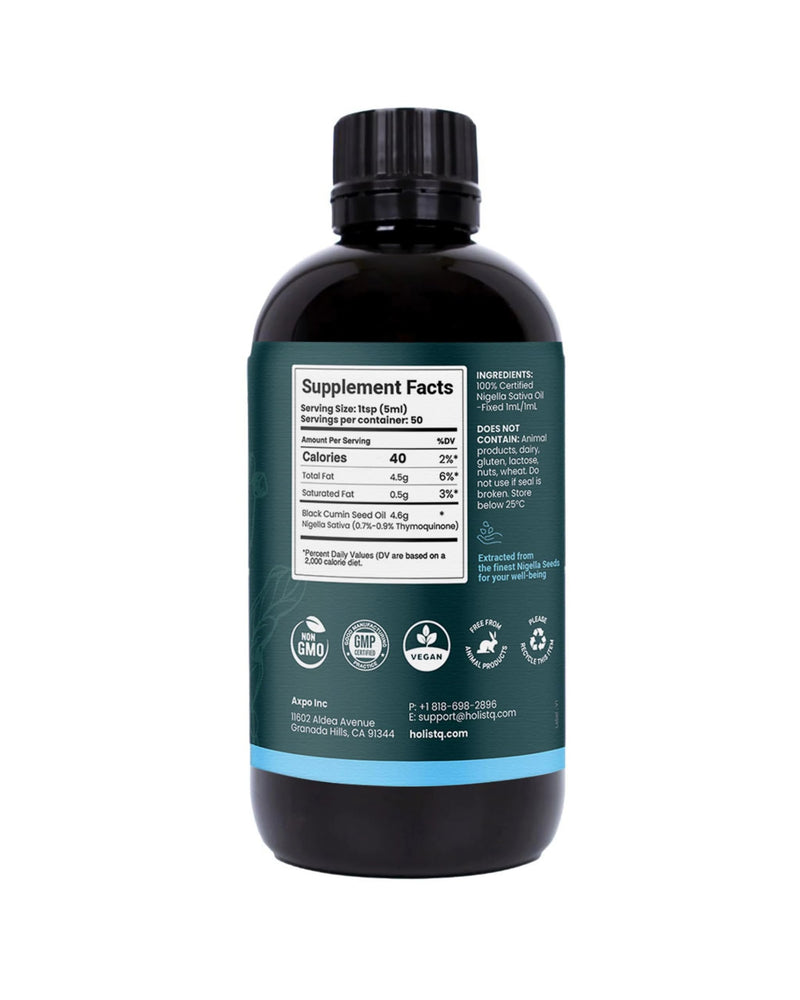 Black Seed Oil, Organic Cold Pressed Liquid, 250 mL | Non-GMO & Vegan, Nigella Sativa, Concentrated Thymoquinone, Omega 3-6-9, Adult & Kids Wellness Support 8.5 Fl Oz (Pack of 1)