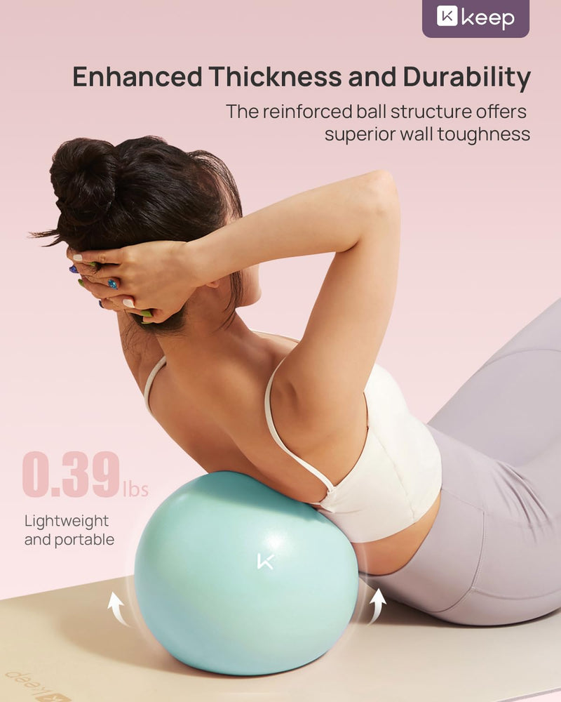 [Australia] - KEEP Pilates Small Exercise Ball Anti-Burst - Thickened Yoga Ball With Pump for Physical Therapy, Fitness, Workout, and Core Strength Pale Green S (8''~10'') 25cm 