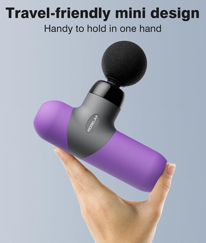 [Australia] - Morelax Mini Massage Gun Portable Deep Tissue Muscle Percussion Massager, Electric Handheld Sport Massager with 6 Massage Heads 4 Speed, Best Gift (Purple) Purple 