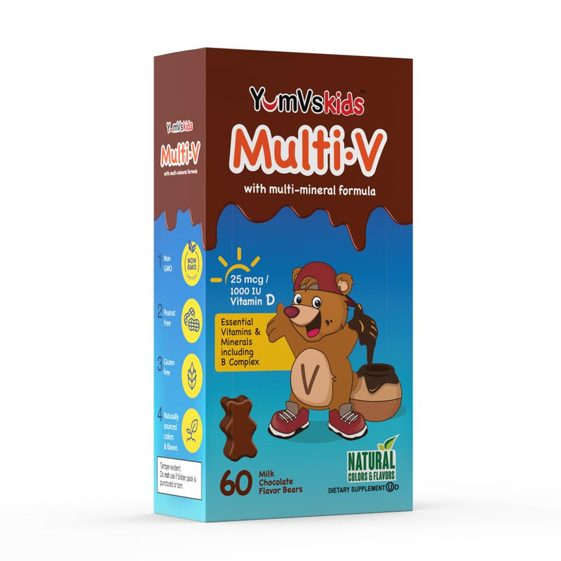 [Australia] - YUM-V'S - Kids Multivitamin Chewable Chocolate Bears - Multivitamin for Kids Supplement - 16 Vitamins & Minerals - Vitamins Including D, Zinc, C, B Complex & More, 60 Count Pack of 1 Chocolate 60 Count (Pack of 1) 