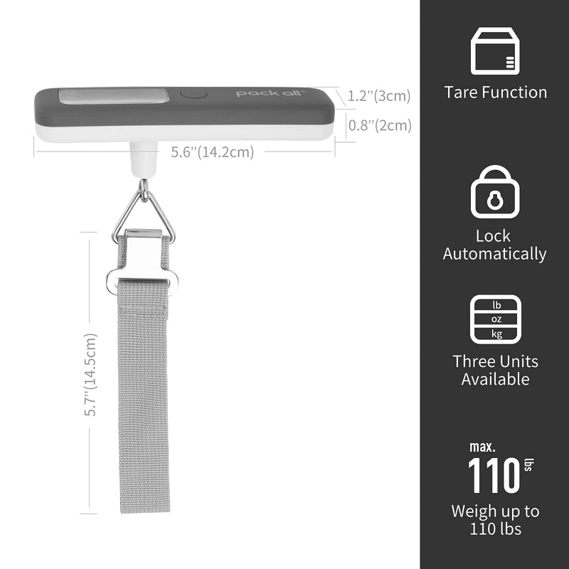pack all Travel Accessories Bundle | 110 Lbs Luggage Scale(Grey) & TSA Luggage Locks(4 Pack)