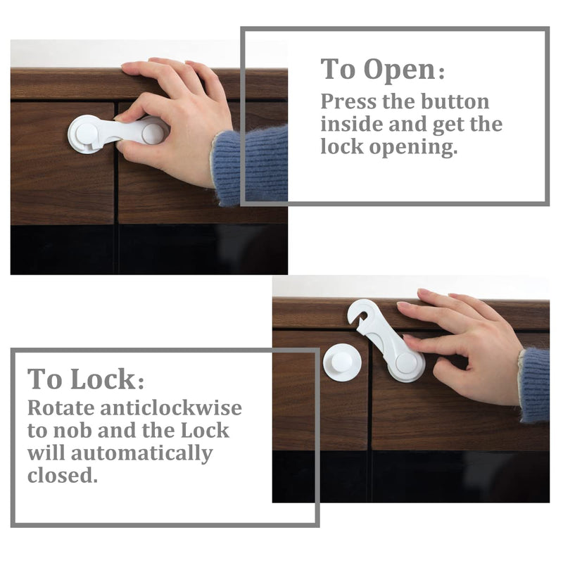 [Australia] - Cabinet Door Locks for Baby Proof and Child Safety, 4 Pack Cabinet Locks with Adhesive for Drawer Cupboards Fridge Closet and Pantry, Childproof Door Latch for Protecting Kids (White-4PCS) 