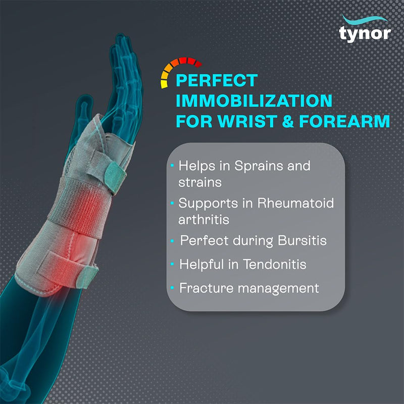 TYNOR Wrist & Forearm Splint, Grey, Right, XL, 1 Unit