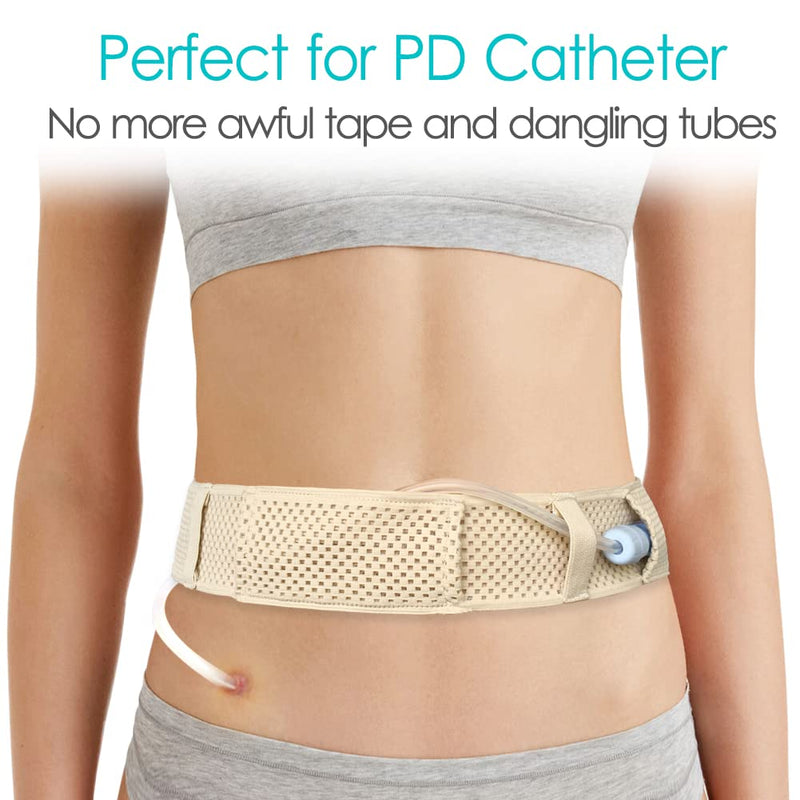 [Australia] - Mesh Breathable PD Belt Peritoneal Dialysis Catheter Accessories Supplies Soft Transfer Set Holder Protector Belts for Stomach Feeding Peg J Tube Women Men Adults Beige Medium (Pack of 1) 