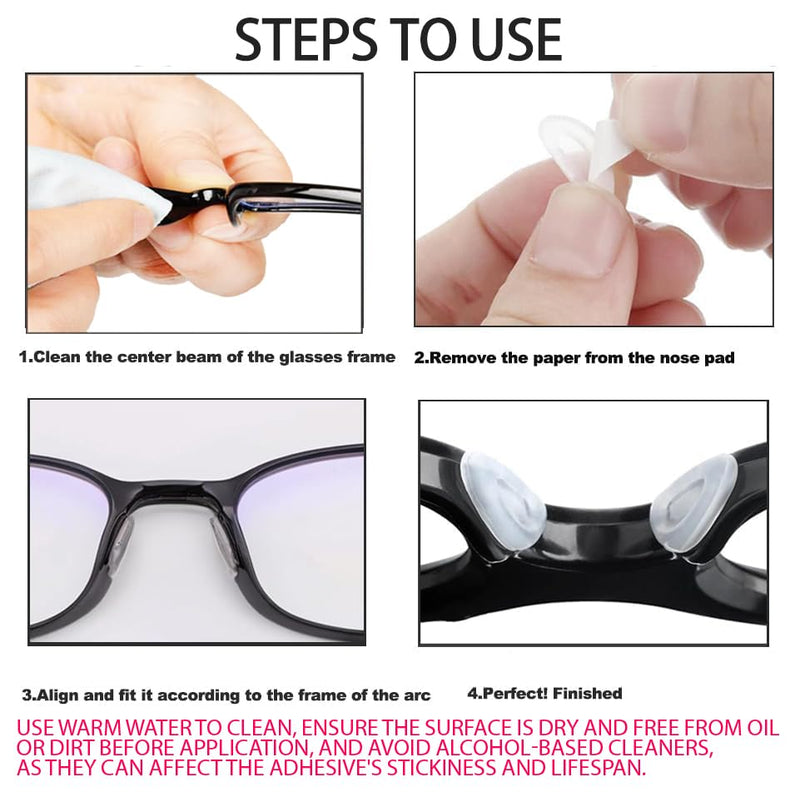 [Australia] - Eyeglass Nose Pads, Adhesive Anti-Slip Nose Pads, Soft Silicone Nose Pad Cushion for Glasses, Eyeglasses, Sunglasses, 12 Pairs(Clear) Clear 