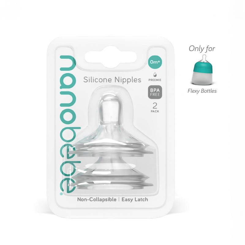 [Australia] - Nanobebe Flexy Silicone Bottles Nipples Triple Vented Twin-Pack - Slow Flow 