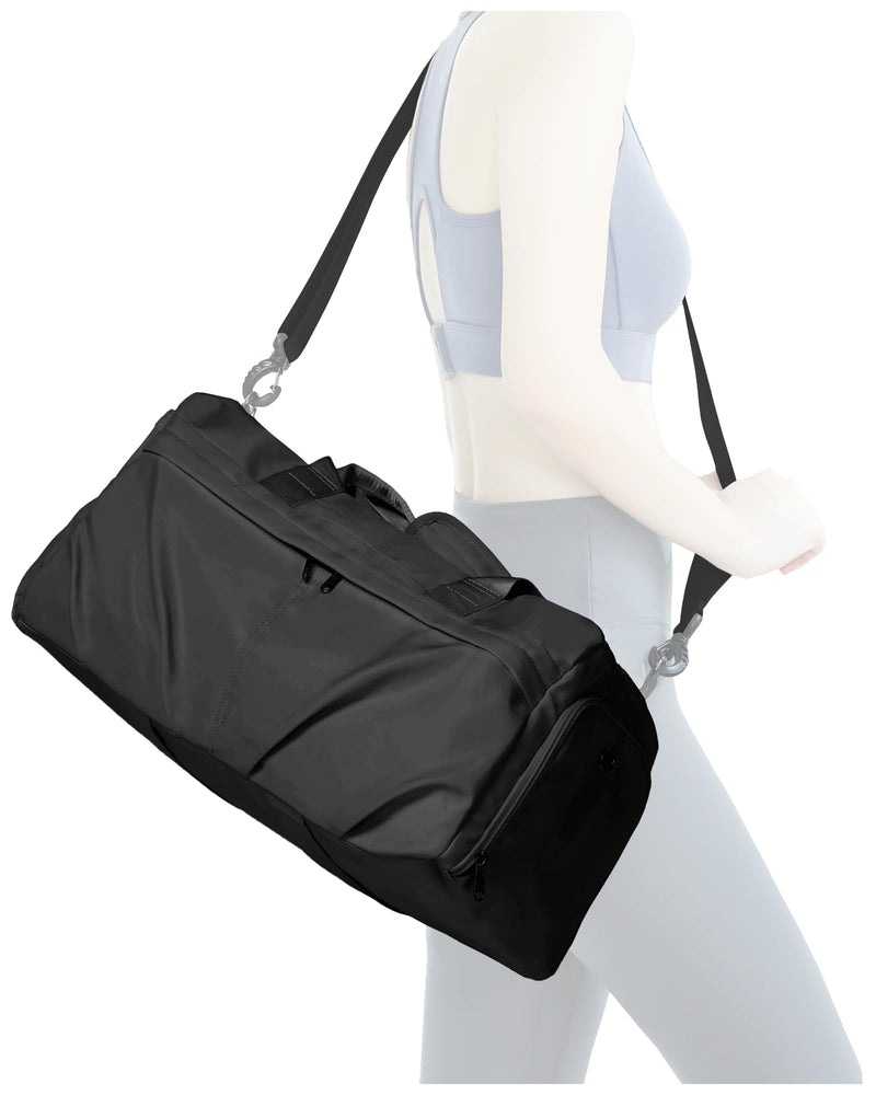 Gym Bag for Women with Shoe Compartment, Sport Travel Duffel Bag for Men | Waterproof Weekender Overnight Carry on Duffle Bag with Trolley Sleeve for Traveling, Yoga, Gym, Airplane -Black A-Black
