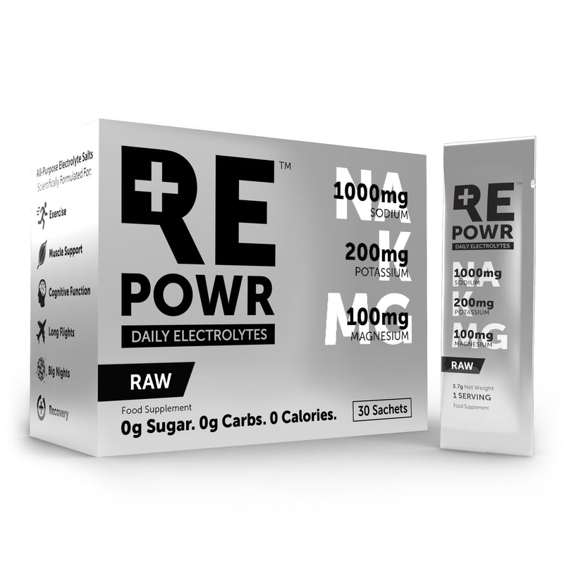RAW 30's - Unflavoured and Unsweetened Electrolytes Sachets Made with Natural Desert Salt | 1000mg Sodium. 200mg Potassium. 100mg Magnesium | Sugar Free. Zero Calories | Suitable for Fasting RAW Unflavoured & Unsweetened 30 Servings (Pack of 1)