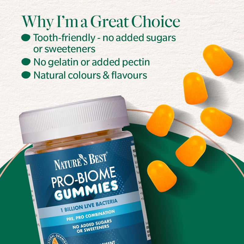 Nature’s Best ProBiome Gummies - One Billion Live Bacteria - Orange Flavour - 30 Gummies (30 Day Supply) 30 count (Pack of 1)