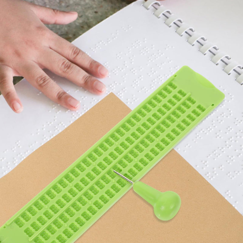 Reusable Braille Writing Kit with Stylus Pen and Practice Sheets Portable Plastic Braille Board for Blind Learning and Daily Writing Aid