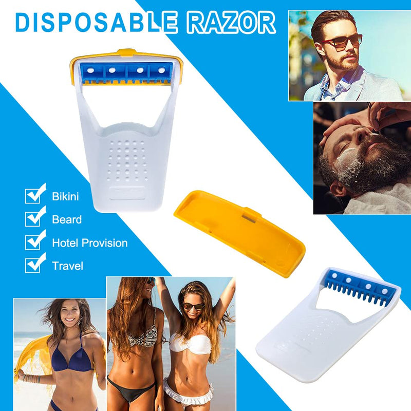 50Pcs Portable Disposable Razors, Skin Blade Razors, Individually Packaged Dry/Wet with Protection Cap, Stainless Steel Single Blade Hair Removal Prep Blade Razors for Women Men for Home&Summer Travel