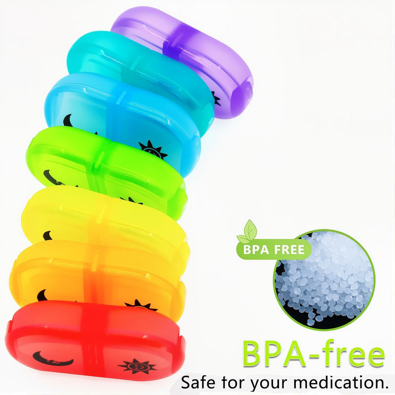 XL Large Monthly Pill Organizer 2 Times A Day (Rainbow) | AM/PM One Month Pill Box 28 Day,Daily Pill Case Large 4 Week Big Compartments for Pills Vitamin Fish Oil Supplements Rainbow