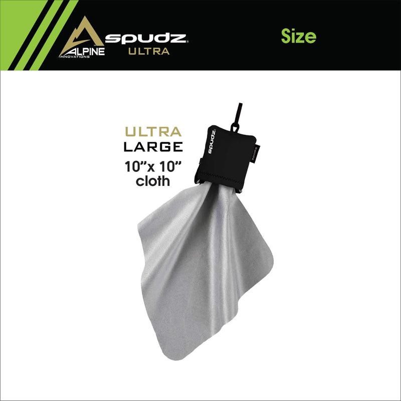 [Australia] - SPUDZ Ultra | Microfiber Cloth Screen Cleaner and Lens Cleaner | Closable Bottom | Black | 10 x 10 Inches 10 x 10 Inch 