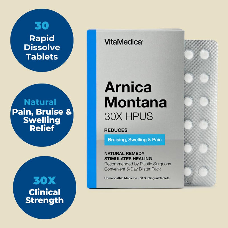 [Australia] - Arnica Montana 30X HPUS, Clinical Grade, Quick Dissolve Tablets, Five-Day Recovery Pack for Pain and Bruise Relief After Surgery or Injury, Natural Healing, Gentle on the Stomach - 30 Count 30 Count (Pack of 1) 