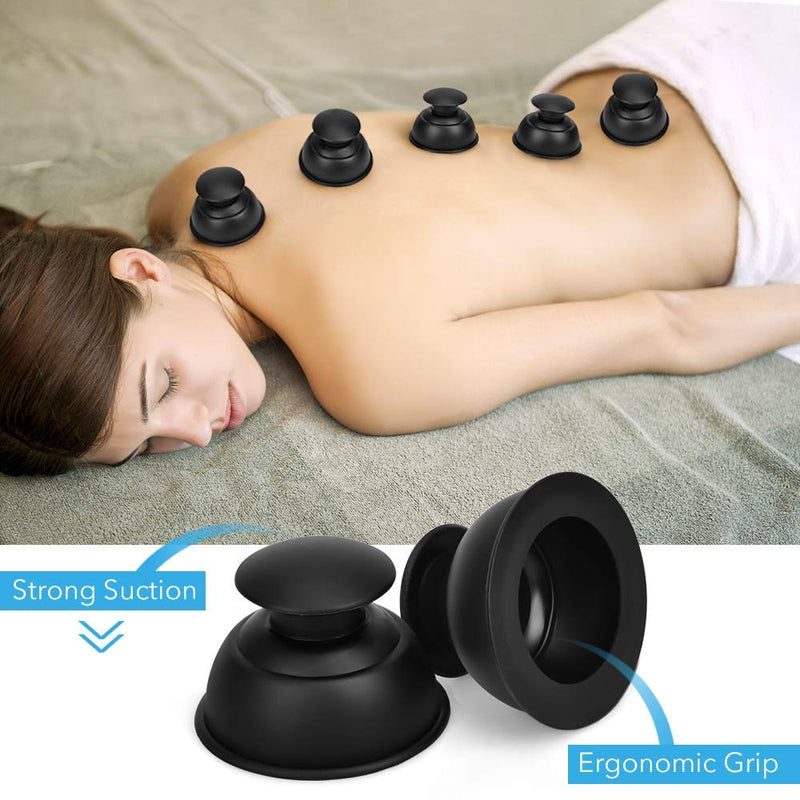 [Australia] - Silicone Cupping Therapy Sets Cups Massage, 12pcs Professional Vacuum Cupping Anti Cellulite Suction Cup for Facial Body Massage, Deep Tissue, Myofascial Release, Pain Relief, Muscle Relaxation(Black) Black 