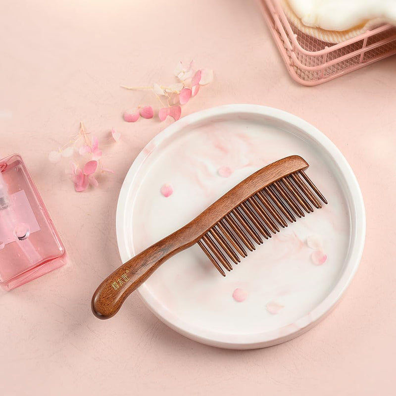 [Australia] - TAN MUJIANG Hair Comb Inserted Teeth Natural Wood Scalp Massage 1pc CQHGB0302 