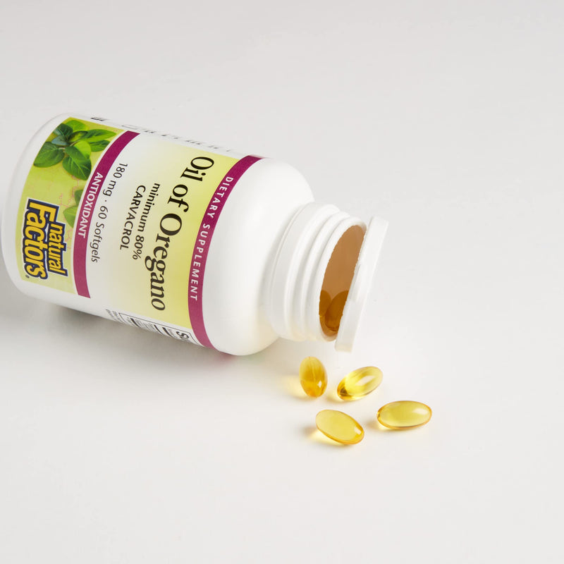 [Australia] - Natural Factors - Oil of Oregano 180mg, With Extra Virgin Olive Oil, 60 Count 60 Count (Pack of 1) 