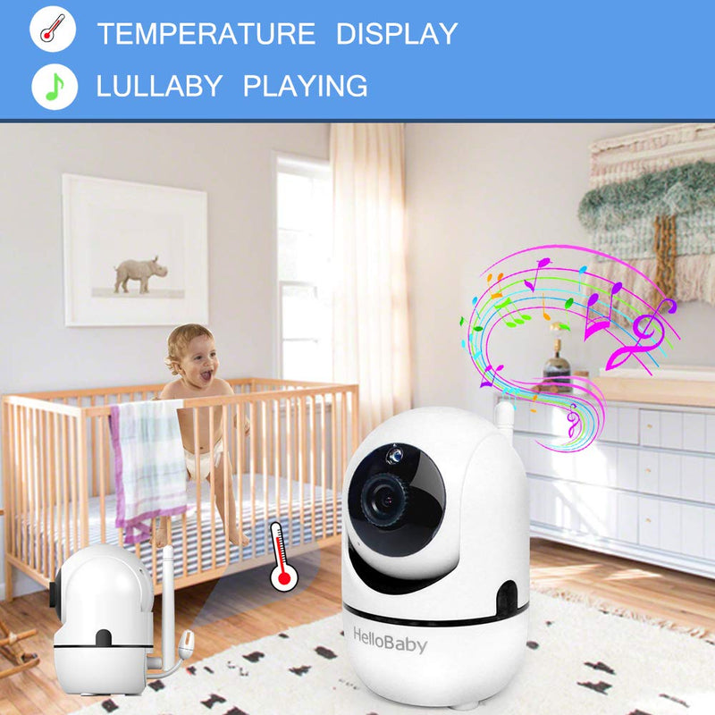 [Australia] - HelloBaby Video Baby Monitor with Remote Camera Pan-Tilt-Zoom, 3.2'' Color LCD Screen, Infrared Night Vision, Temperature Display, Lullaby, Two Way Audio 3.2 inches 
