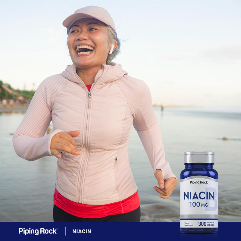Piping Rock Niacin 100mg | 300 Tablets | Nicotinic Acid with Flushing | Vitamin B3 Supplement for Men and Women | Vegetarian, Non-GMO, Gluten Free