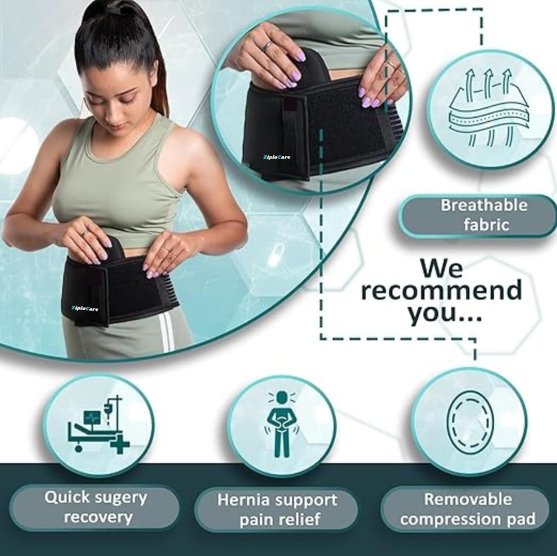 Umbilical Hernia Belt for men (premium compression pad). Umbilical hernia belt for women: prevention of surgery. Abdominal binder for men - Hernia support belt women pain relief Universal Size