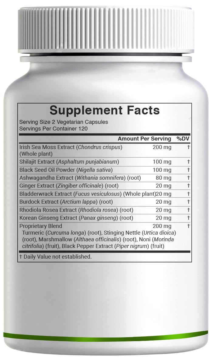 [Australia] - DEAL SUPPLEMENT Irish Sea Moss 7000mg Per Serving, 240 Veggie Capsules ‚Äì 14 Superfood Complex ‚Äì 3000mg Black Seed Oil, 2000mg Ashwagandha, 600mg Ginger 