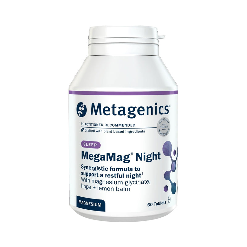 Metagenics - MegaMag Night – Magnesium Glycinate with Hops & Lemon Balm – for Evening Wellbeing – 60 Capsules