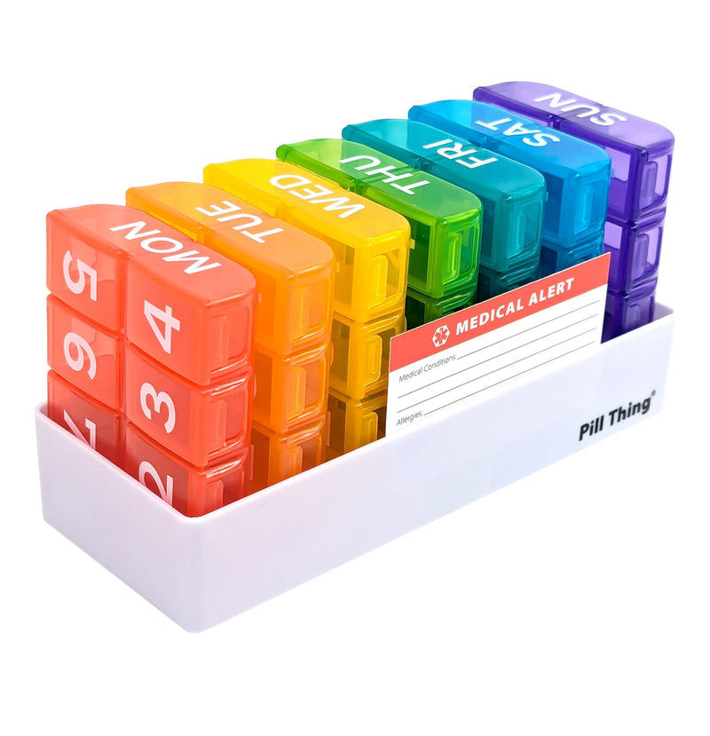 8 Times a Day, 7 Day Large Weekly Pill Organizer with Holder Tray, Vitamin, Medicine Box, Multicolor (8X a Day - 1 Pack) 8X a Day - 1 Pack