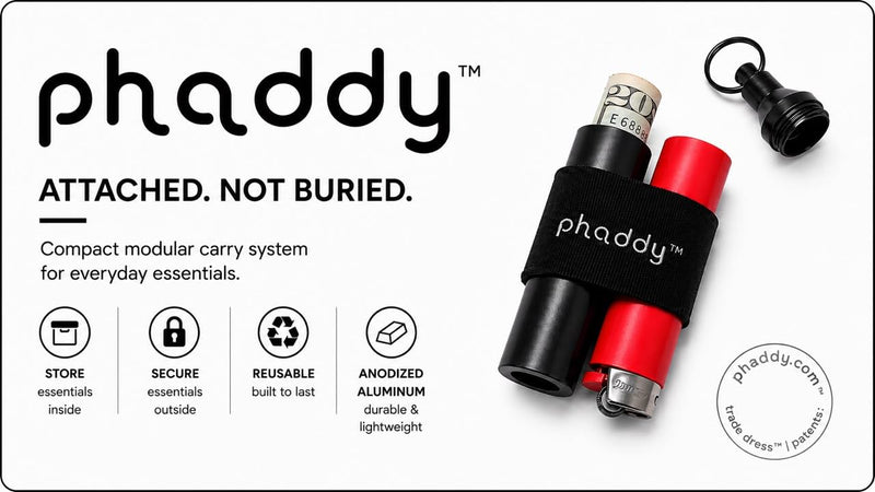 phaddy™ Keychain Container + Compression Band — Store Inside, Secure Outside | Holds Cash, Vitamins & Small Essentials (Silver, King Size) Silver