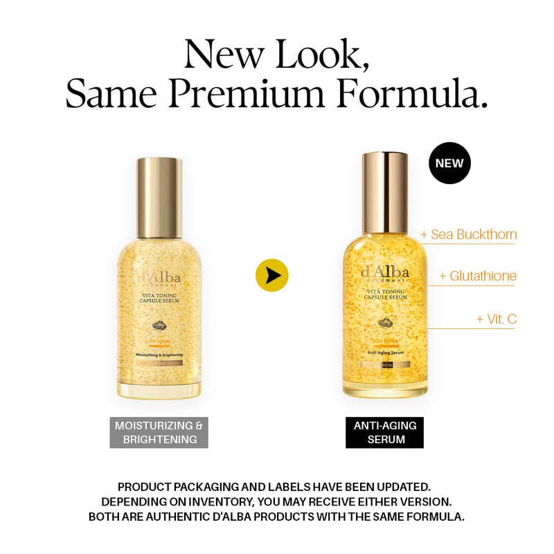 d'alba Piedmont Vita Toning Capsule Serum, Big Size (3.38fl. oz.) | Daily Lightweight Vita Boost for Luminous Skin, Double Vitamin Formula, Dark Spot Care, Even Skin Tone, Korean Skincare