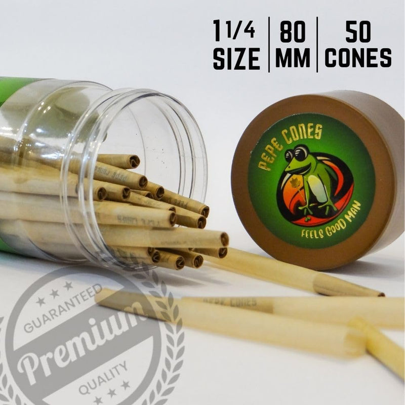[Australia] - Natural Pre Rolled Cones - 1-1/4 Size Pre Roll Cones for Slow, Even Burn - Easy-to-use, Ultra Convenient Pre Roll Cones with Tips & Food Grade Paper Packing Tubes Included (1 1/4, 50) 1 1/4 50.0 