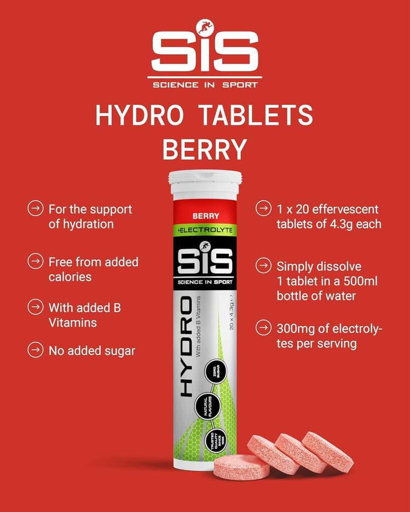 SiS Hydro Electrolyte Tablets - Effervescent Hydration - Virtually Calorie‑Free - Informed‑Sport Certified - Dissolves in 500ml Water - 20 Tabs Per Tube (4 Tubes, Mixed Bundle) 1 count (Pack of 4)