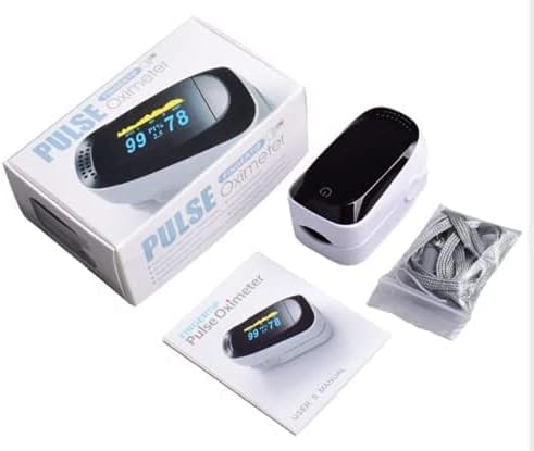[Australia] - Fingertip Pulse Oximeter Blood Oxygen Saturation Monitor, Heart Rate and Fast Spo2 Reading Oxygen Meter with OLED Screen with AAA Batteries gray 